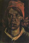 Vincent Van Gogh Head of a Peasant Woman with Red Cap (nn04) oil painting on canvas